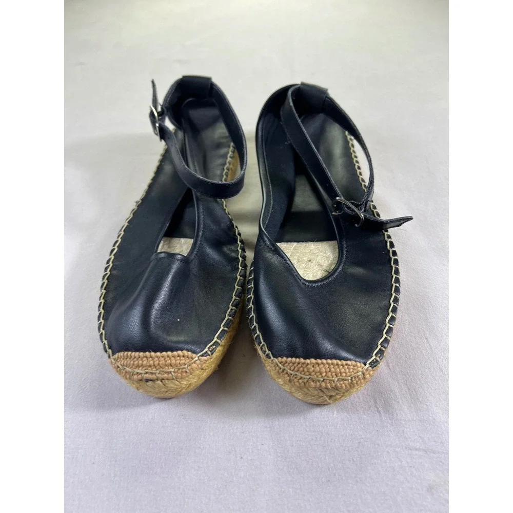 🍗 Chelcie's Closet💖Free People Black Leather Espadrille Ankle Strap  Size 41